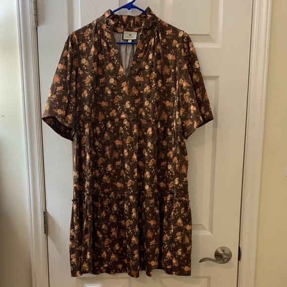 Tuckernuck brown floral mini dress sz XL - Picture 2 of 7